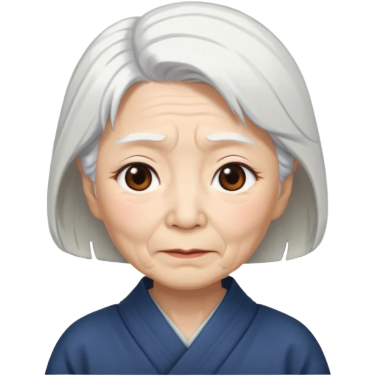 japanese culture old woman with white hair and wrinkles emoji