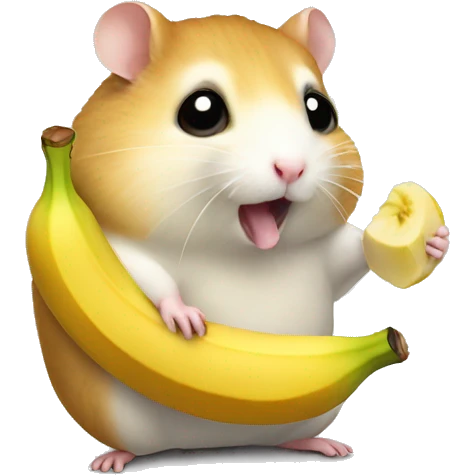 Hamster trying eat big banana  emoji