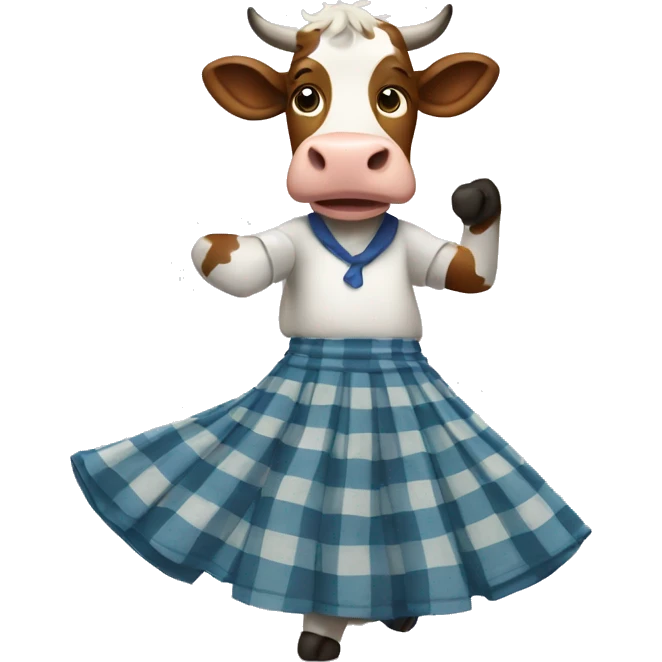 Cow dancing in a skirt emoji