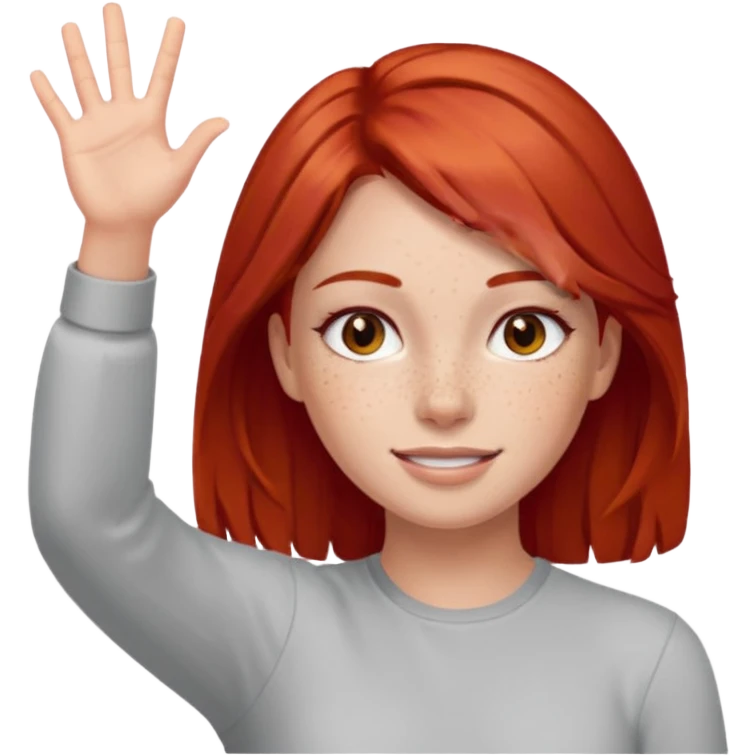 Not guilty hands up smirk girl red hair emoji