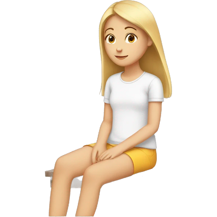 White teen girl sitting alone emoji