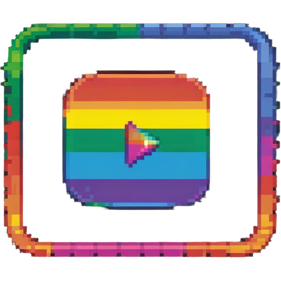 YouTube logo rainbow colored with white play button emoji