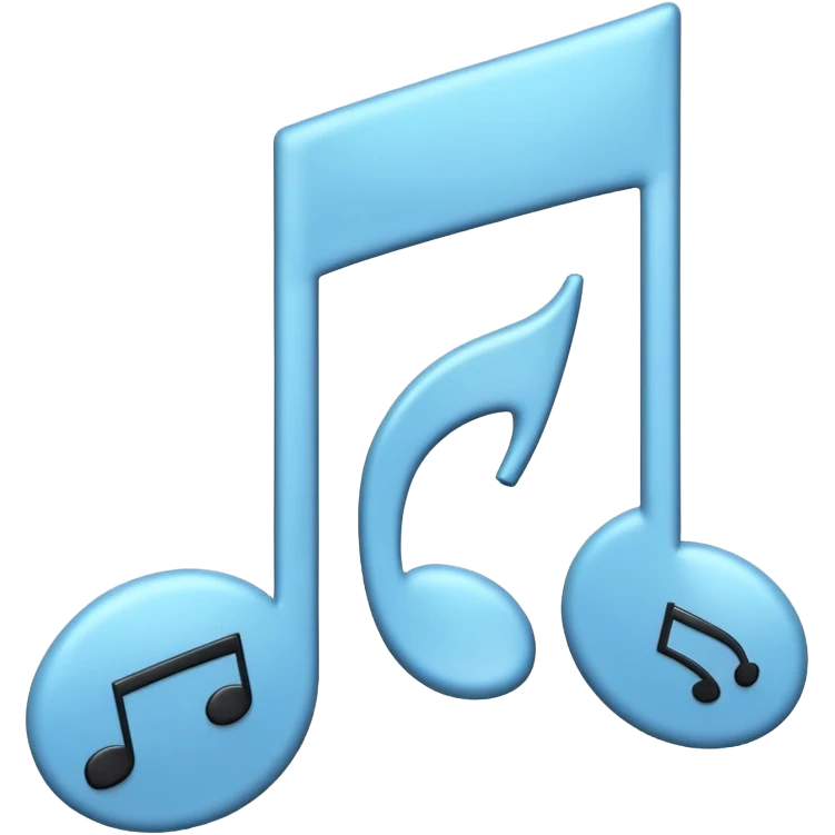 Emoji-style music note with two smaller music notes, rounded and playful, soft shading - playing music on repeat emoji