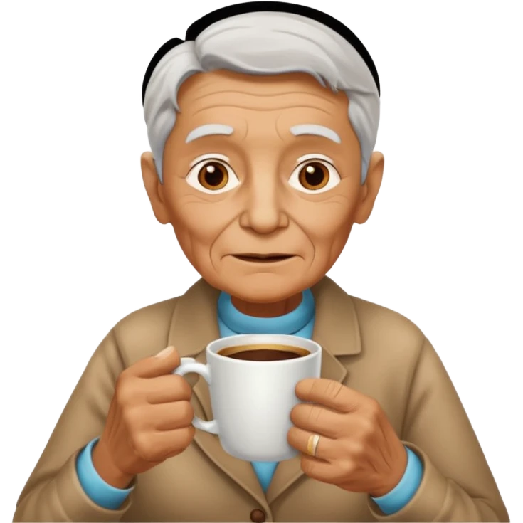 elderly with coffee emoji