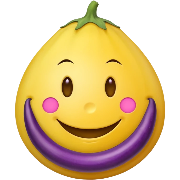 Smiley face with eggplant next to it emoji