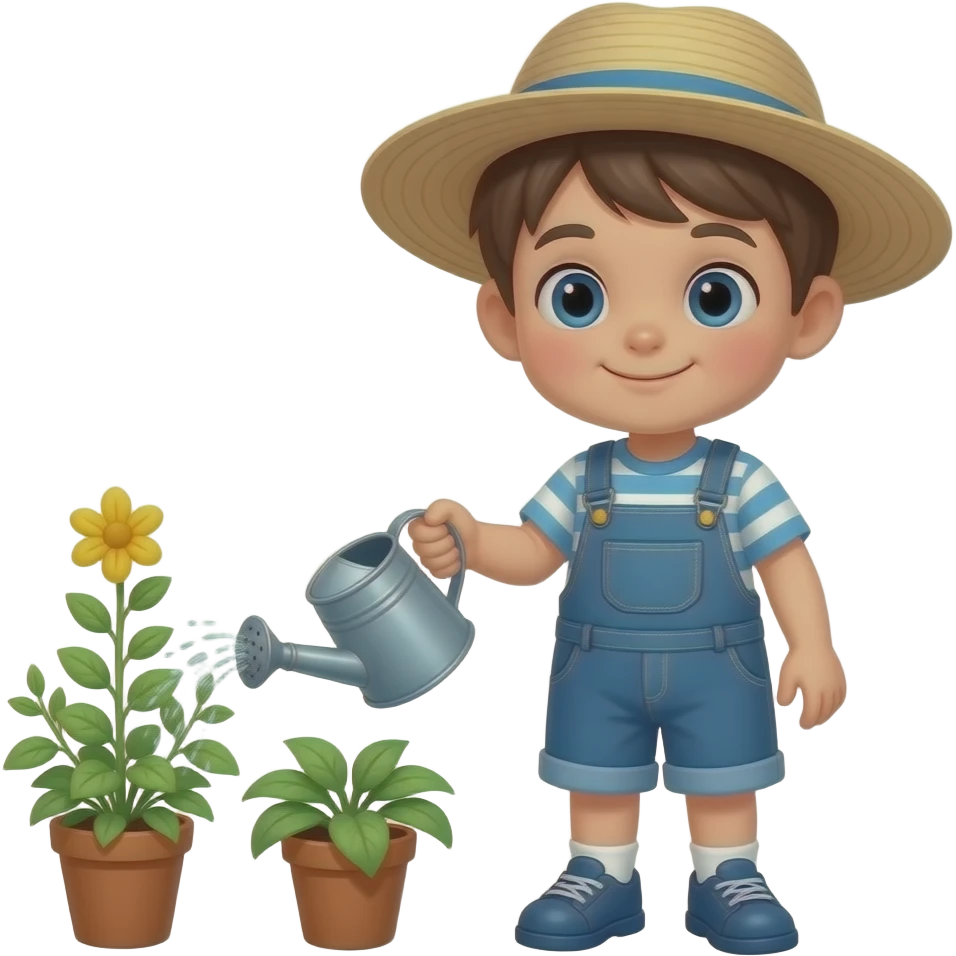 kid watering plants emoji