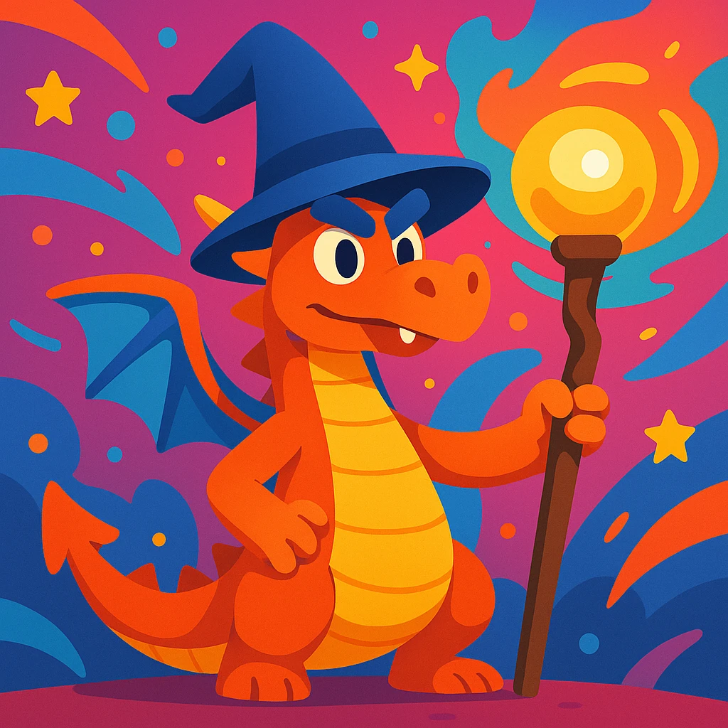 dragon wizard, 3D cartoon style emoji