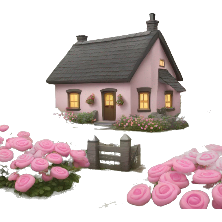 cottage with pink flowers emoji