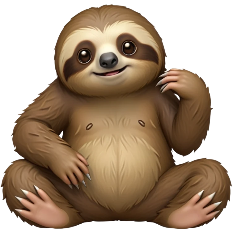 cinematic-sloth-realistic-full-body-sitting-emoji,-long-curved-claws-clinging,-thick-shaggy-brown-fur-slightly-ruffled,-head-tilted-dramatically,-slow-blinking-eyes-filled-with-serene-wisdom,-simplified-yet-realistic-focused-features,-highly-detailed,-glowing-with-an-almost-sarcastic-glow emoji