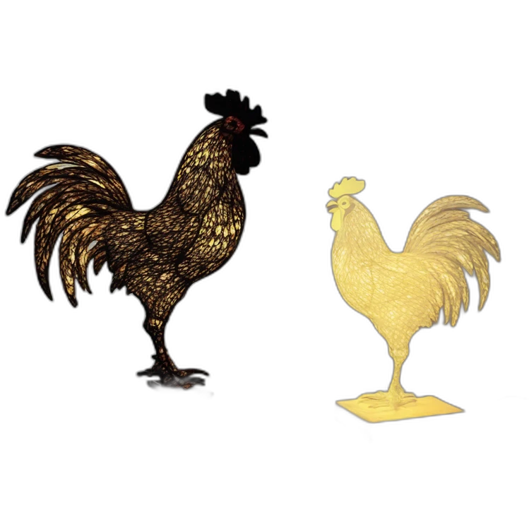 Rooster sculpture art lamp led fractal emoji