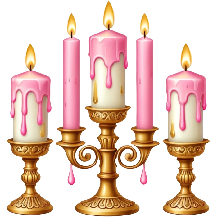 Pastel Reddish-pinkish and gold and white vintage candles emoji
