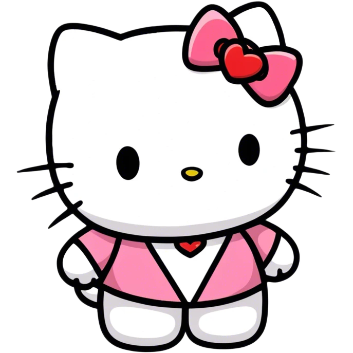 Hello kitty with hearts emoji