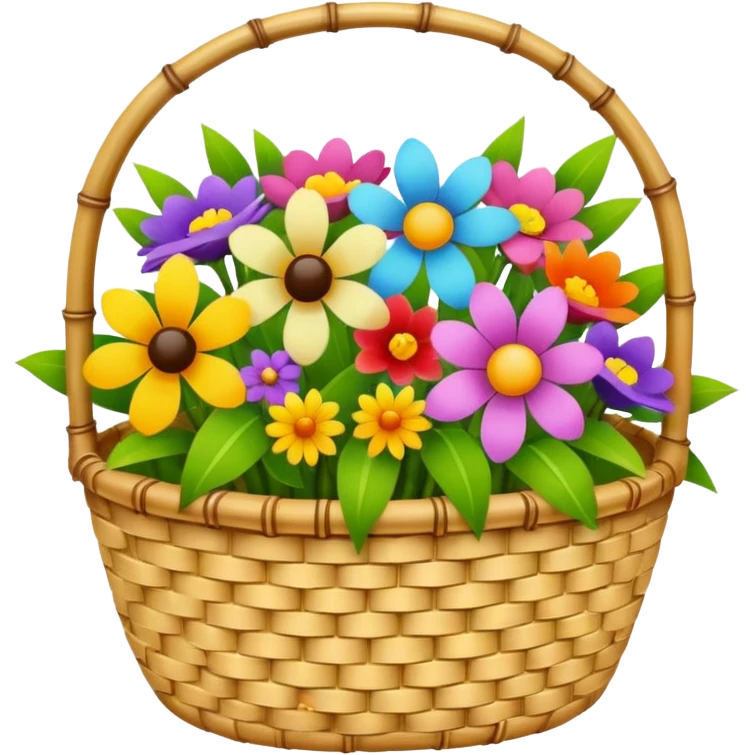 bamboo basket, flowers emoji