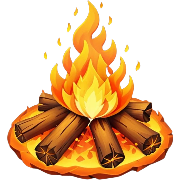 fire emoji, stylized campfire emoji