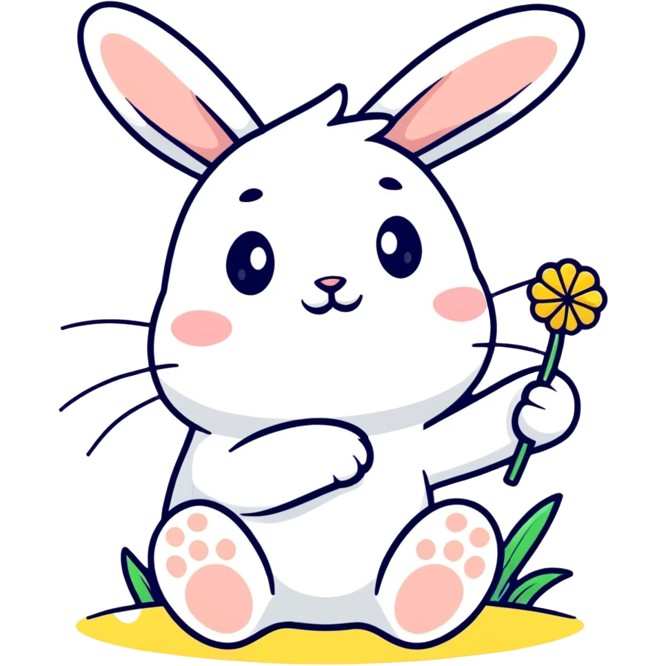 bunny holding a dandelion in the breeze, gentle spring vibe, soft pastel colors emoji