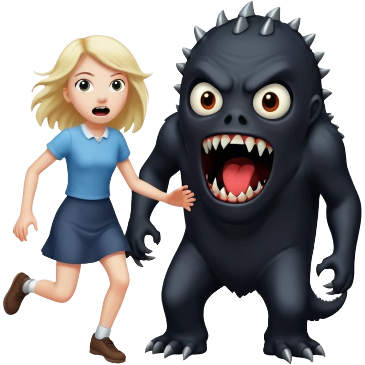 a black monster chasing a white girl emoji