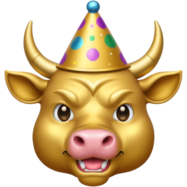 Angry New Year's Eve Dressed Golden Bull Emoji emoji