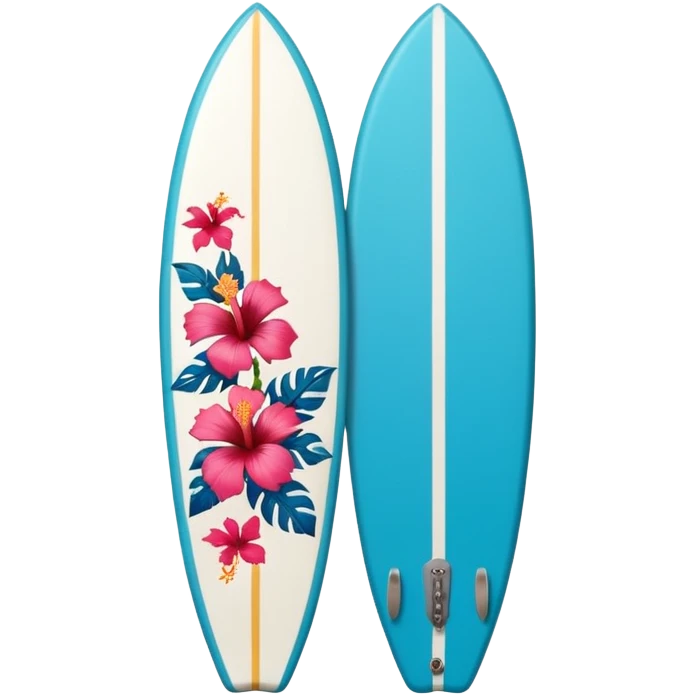 white surfboard with hibiscus flowers emoji