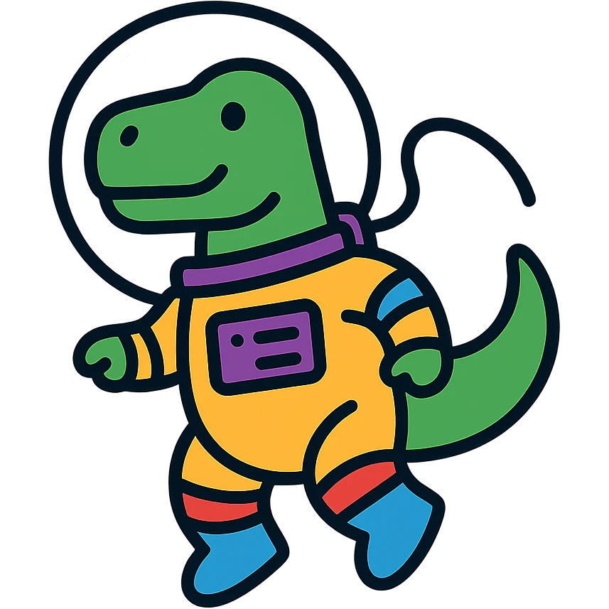 t-rex astronaut in a colorful spacesuit, floating in space emoji