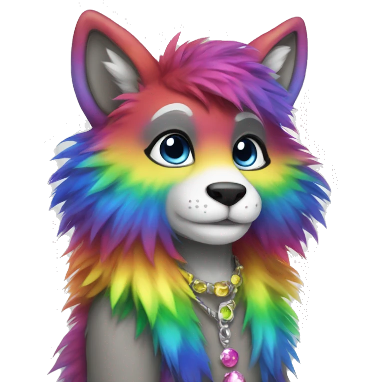 Furry, sparkle, rainbow, animal, anthro, full body, fursona emoji