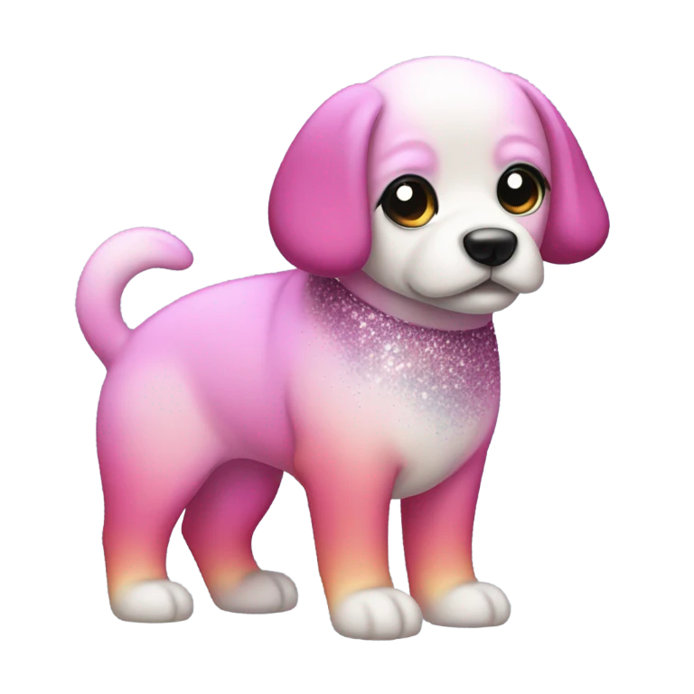 Pink ombre full body dog with glitter emoji