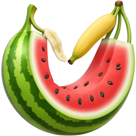 a watermelon eating a banana  emoji