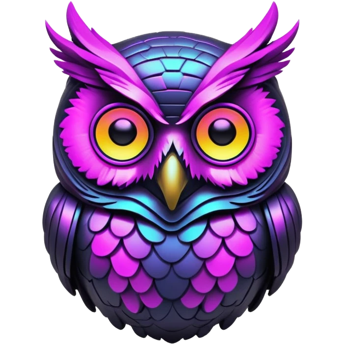 dark cyberpunk-vaporwave owl emoji