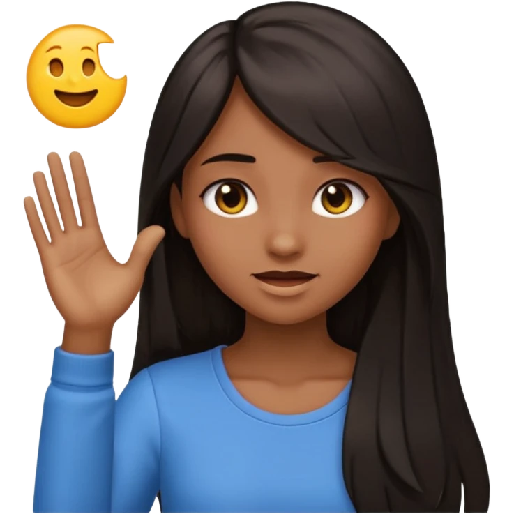 Animated girl dark long hair emoji tapping right side of the head with her hand with duh facial expression  emoji