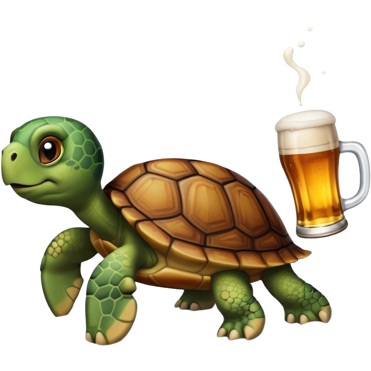 Turtle in snow drinking beer emoji
