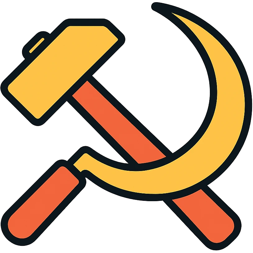 A hammer and sickle tool symbol with the hammer and sickle crossed emoji