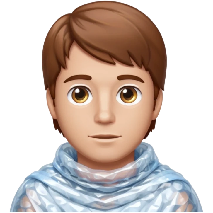 Brown haired man wrapped in a roll of bubble wrap emoji