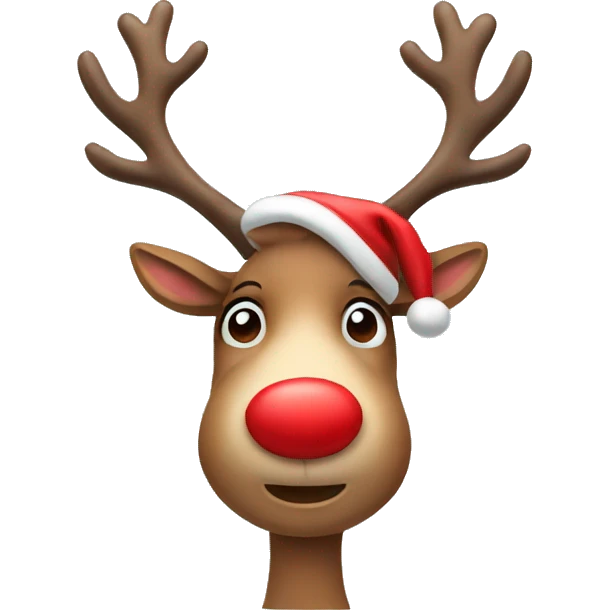 reindeer wearing a christmas hat emoji