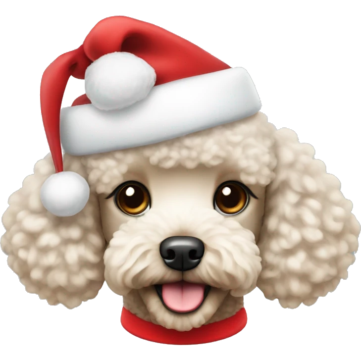 Mini Poodle with Santa hat emoji