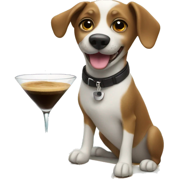 Dog surfing while drinking an espresso martini emoji