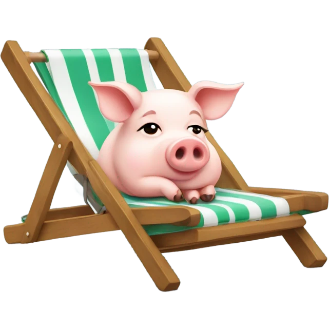 Rich pig lying on the deckchair emoji