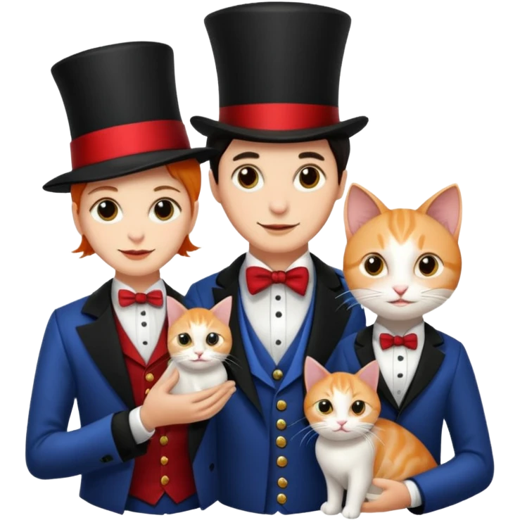 magician couple and their pet cat emoji