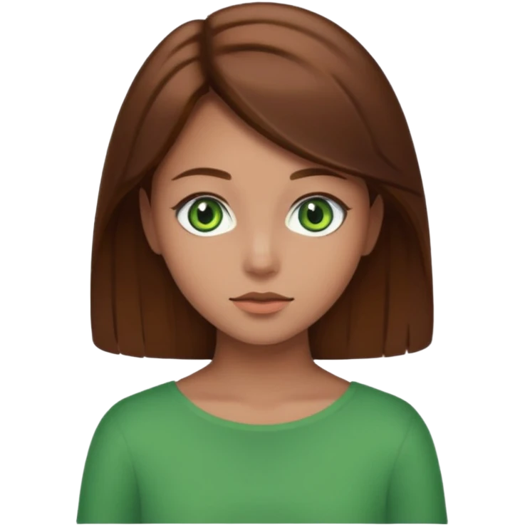 Vull una noia amb els cabells marró per les espatlles i ulls verds emoji