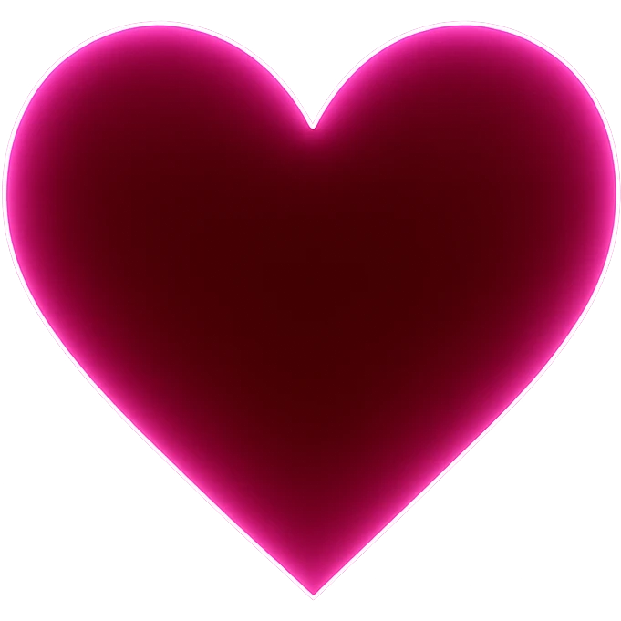heart with a glowing fuchsia outline, digital illustration, no background emoji