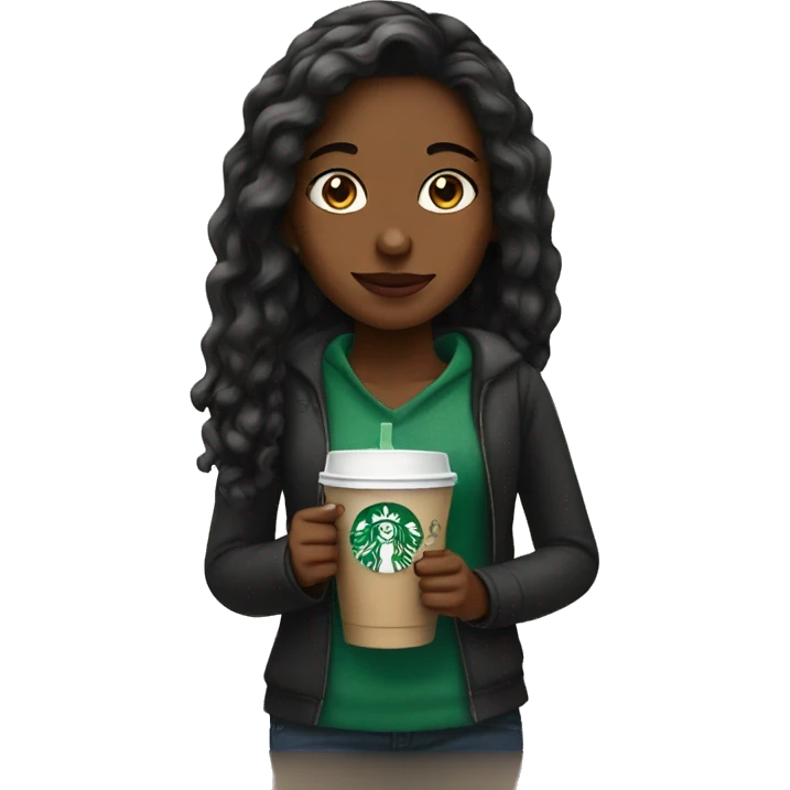 Girl getting Starbucks emoji
