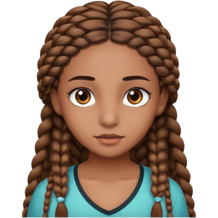 girl with thin braids long hair and brown eyes, brown skin, eyelashes, siren eyes emoji