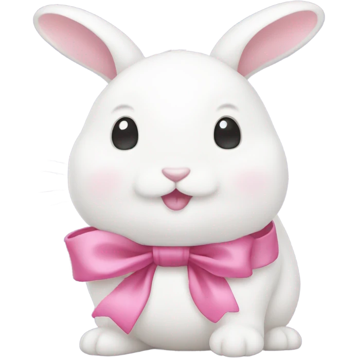Chubby white bunny with little pink bow emoji
