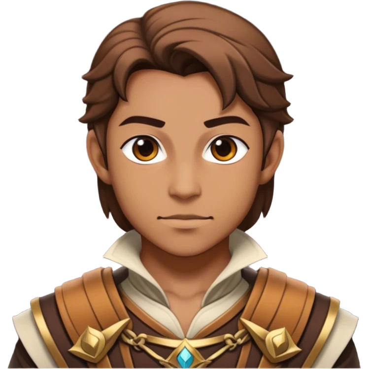 DnD character. The composition is centered, showing only the head and chest, ensuring perfect symmetry and alignment. The character's outfit is completely visible without being cut. emoji