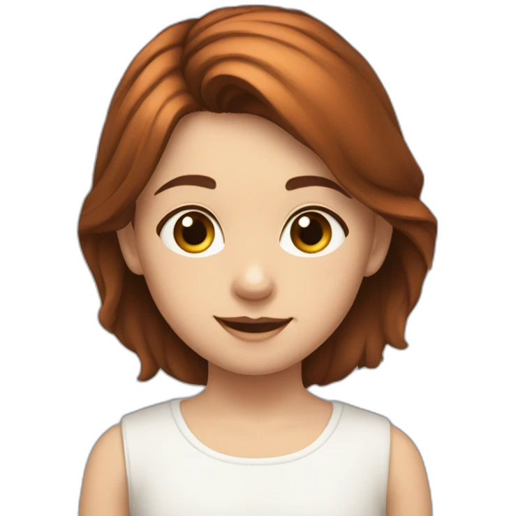 White young girl with dark copper-colored hair tied back with a white young boy with brown hair emoji