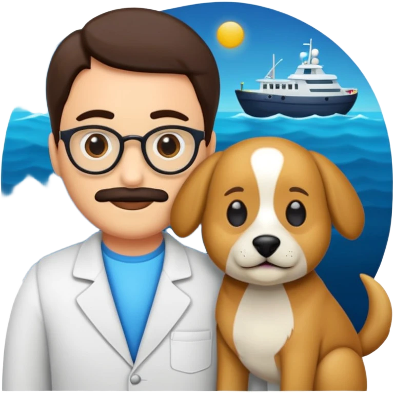 crea un emoji de buenas noches  con texto Javier un profesor y Tobi q sea un perro emoji