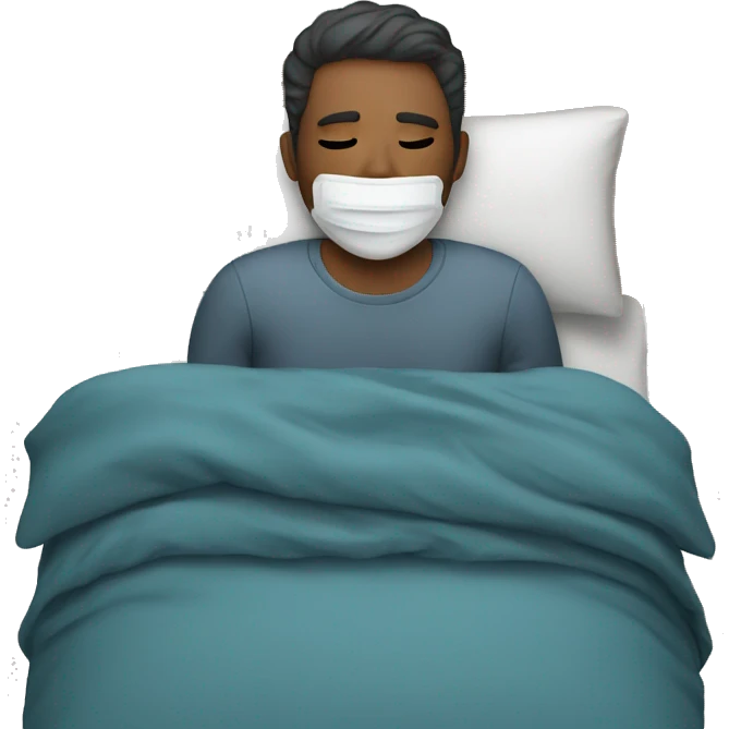 A man have mask and sleeping on bed emoji