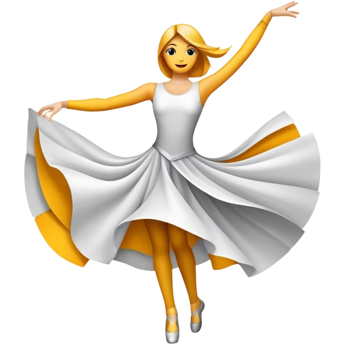 Humanless emoji of Contemporary Dance: bright modern clothing, dynamic abstract shapes, movement lines, and stage lighting like spotlights. The icon should convey the energy and creativity of contemporary dance through symbols and visual elements. Transparent background. emoji