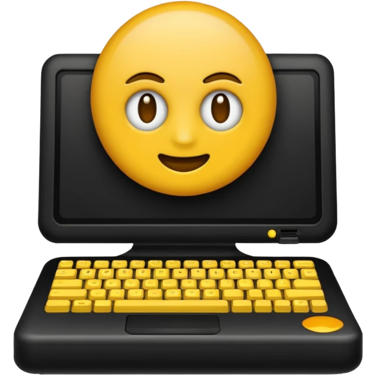 emoji de computadora en color negro y amarillo tipo mostaza emoji