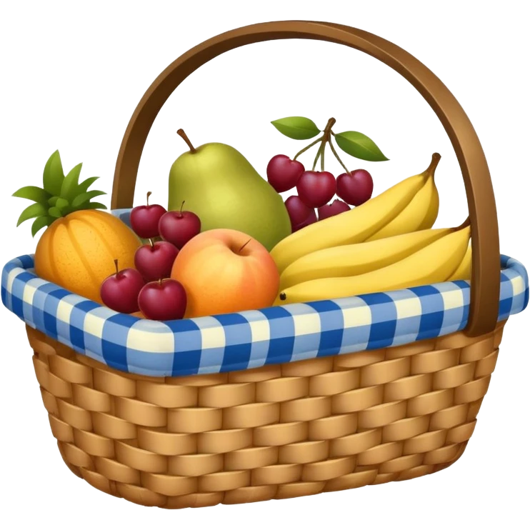 blue plaid lining basket with both food, drink and fruits emoji