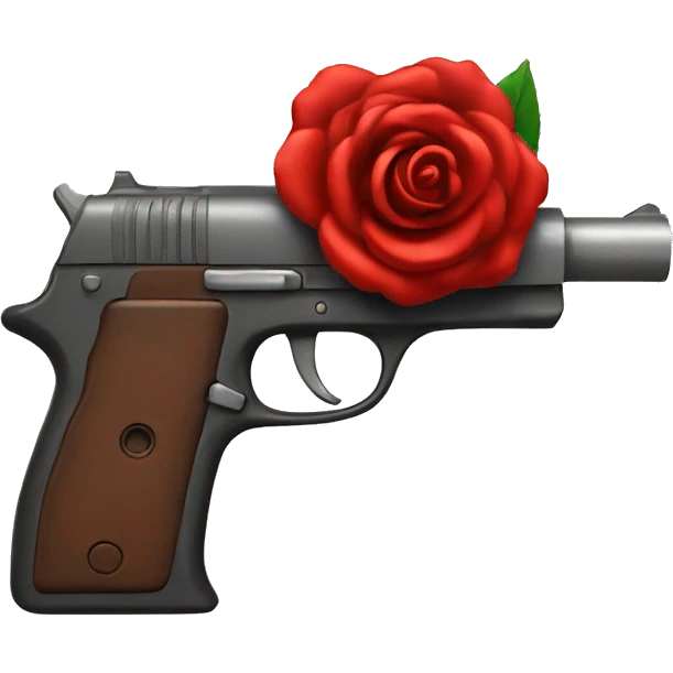 Pistol with red rose handle emoji