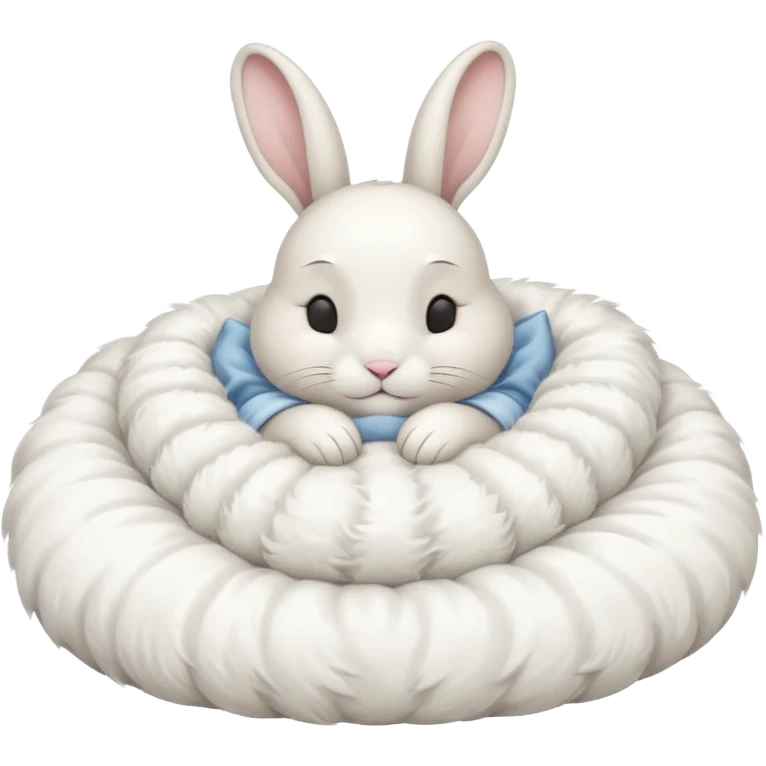 cartoon white rabbit asleep in bed emoji